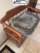 Wooden storage bench. Dog bed and items inside included