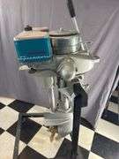 1939 Evinrude Speedi twin outboard motor w/stand