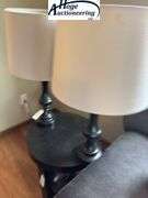 set of 2 lamps - black base with a white colored shade