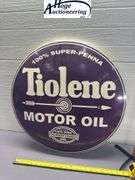 Tiolene Motor Oil round sign - tin