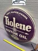 Tiolene Motor Oil round sign - tin