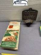 3 items. Dad's Garage decorative cast bottle opener, Taylor Navigator Compass in original box, Iowa 