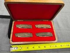 Utica Gary Hawk Signature Series 4 pc engraved brass wildlife knife set