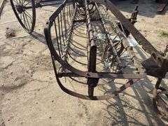 Antique yard art steel hay rake