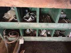 Wood organizer-misc parts, some new trailer brake parts - 88"T x 68" L x 16"D