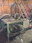 Metal bench 3' x 4' x 3', press, pump
