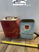 2 cans. Conoco Mineral Oil can (2 gallons), Phillips 66 Anti-Freeze can (1 gallon)
