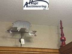 Right side top of cupboard - pig decor, pig weather vane, red home decor