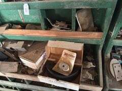 Wood organizer-misc parts, some new trailer brake parts - 88"T x 68" L x 16"D