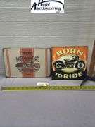 X2 - Born to Ride & Motherroad Route 66 signs - tin