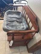 Wooden storage bench. Dog bed and items inside included