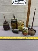 6 items. 2 thumb oil cans. 1 US Chemical's Z-4 Ring and Valve Free, 1 Alemite Graphite Oil, 1 Miracl