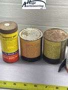 7 cans. Spices, lubricants, oil and monkey grip. 2 Forbes, 3 Archer, 1 Mobil, 1 Monkey Grip Tube Rep