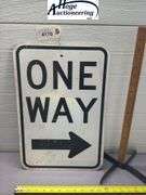 One Way sign - tin
