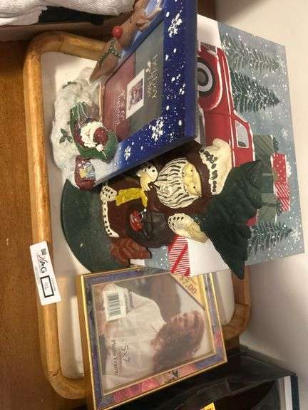 Christmas items, picture frames, tray