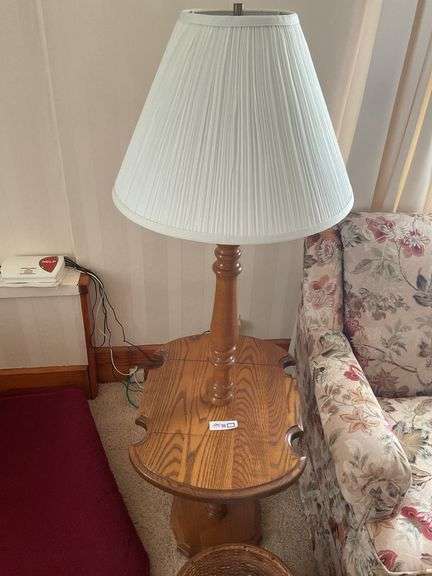 Side Table with Lamp Attached