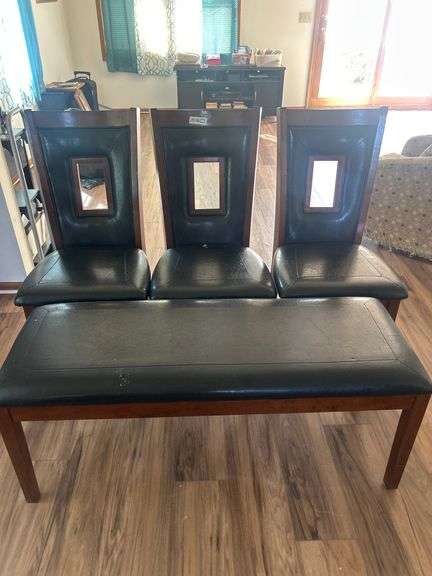 Chairs (set of 3) and bench - SCRATCHED