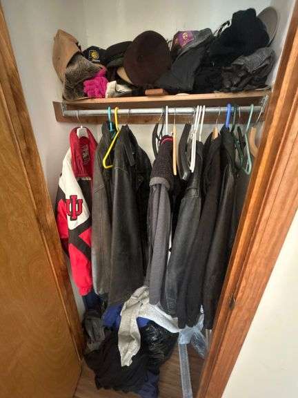 Contents of closet - jackets/hats/clothes