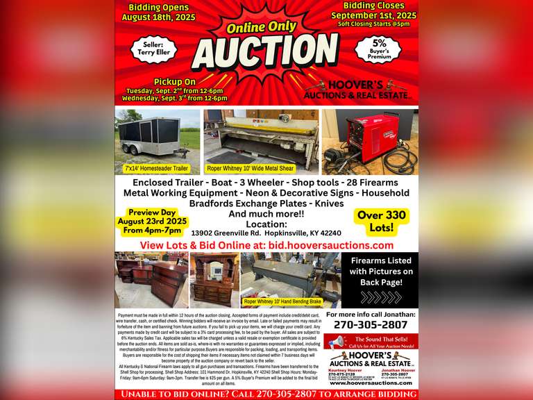 Online Only Auction: Firearms, Furniture, Tools, Personal Property Liquidation 