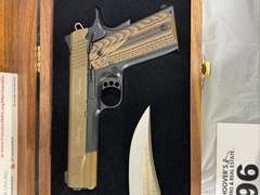 2018 Friends of NRA Gun of the Year: Kimber Custom ll .45 ACP and Silver Stag Knife with Display Cas