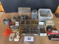 Miscellaneous sized Nails, Screws, Wires, String