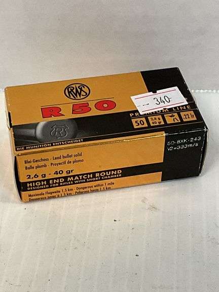 Full box of RWS R50 40 gr ammunition (50 rounds) - Hurley Real Estate ...