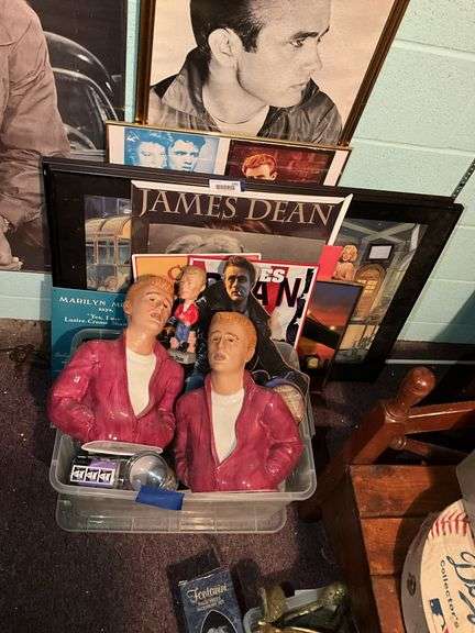 James Dean busts, bobblhead, signs, posters, misc
