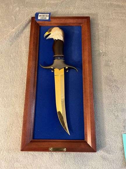Decorative Cased Eagle knife, gold plated blade