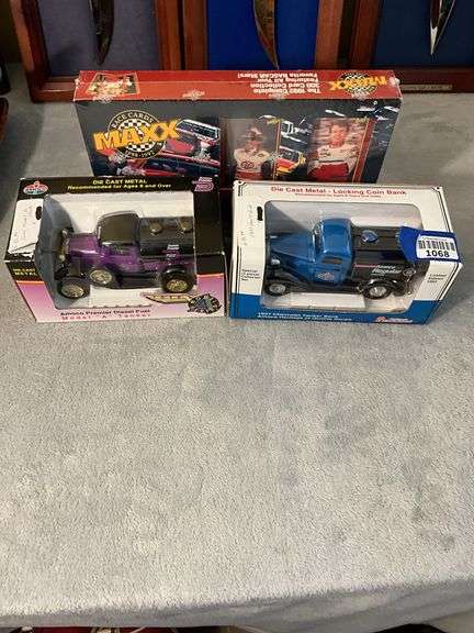 Two Die cast metal AMOCO trucks one coin bank, Die cast metal Nascar Stars 5th Edition