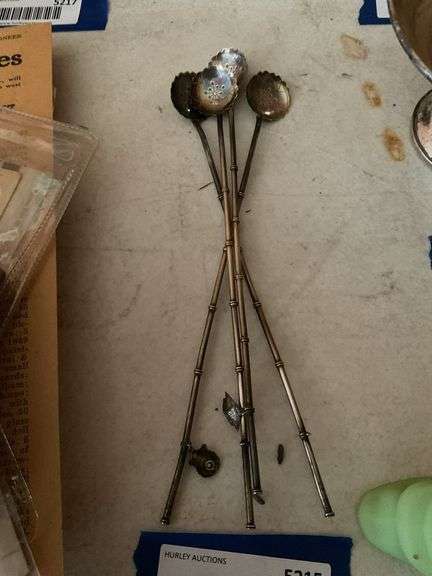 Sterling Long handled bamboo motif spoons