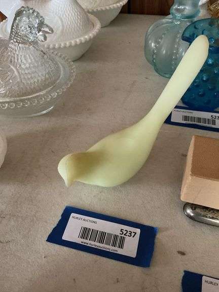 Fenton satin custard glass bird figure