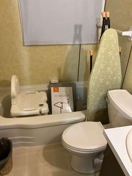Iron, ironing board, shower chair, EZ Stand-n-Go seat support