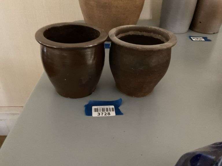 Two ovoid stoneware crocks