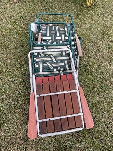 Five old lawn chairs