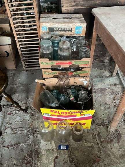 Blue and clear canning jars, wire canning rack - Hurley Real Estate ...