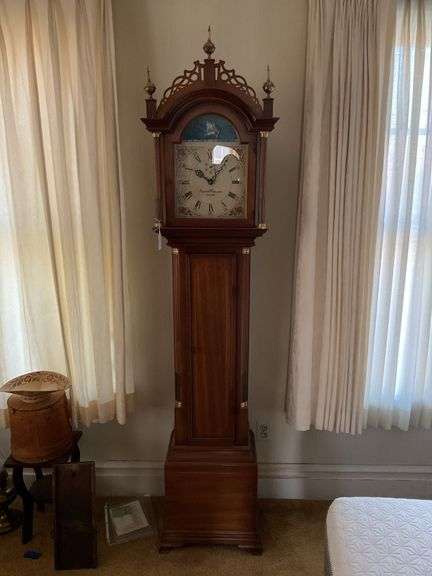 Colonial brand Henry Ford Museum Aaron Willard reproduction  tall case clock w/ rocking ship dial