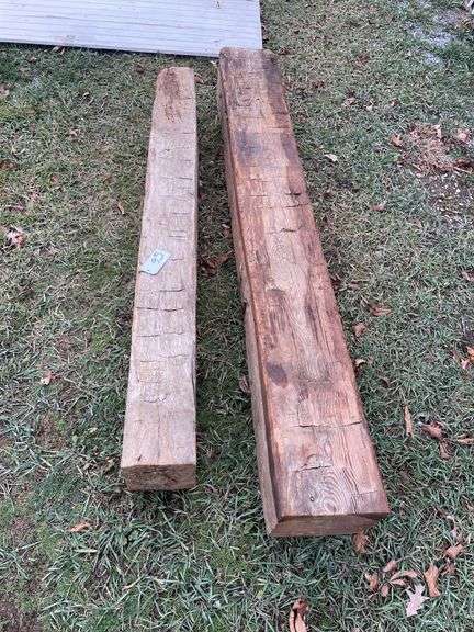 Two hand hewn mantels, 5‘7“ and approx 6’6”