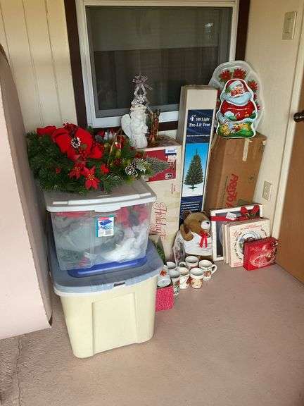 Christmas trees, large lot of Christmas decor