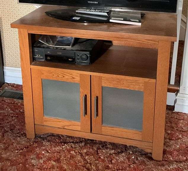 TV stand, and Hitachhi VHS player 36x18.5x30.5