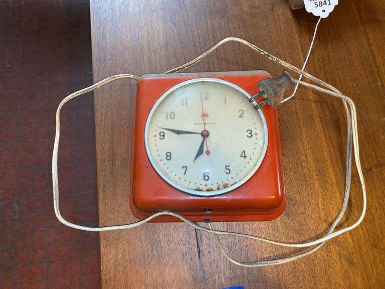 Vintage GE red electric wall clock