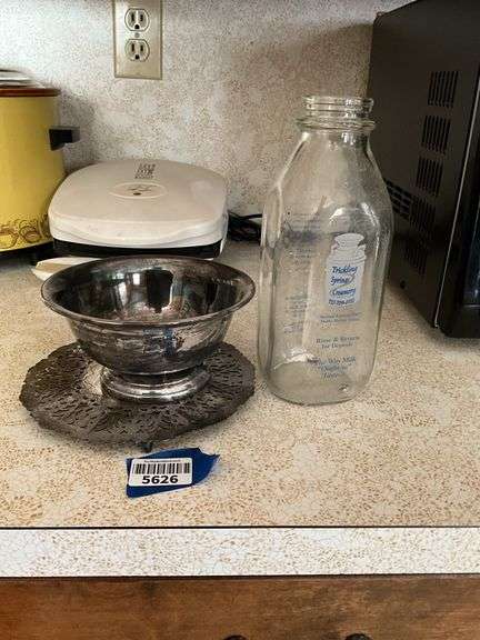 Revere bowl, trivet, Trickling Springs Creamery milk bottle