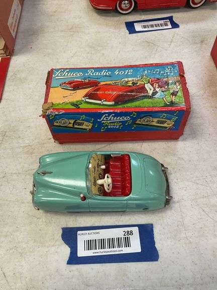 Schuco Radio 412 wind-up musical toy convertible car, in original box