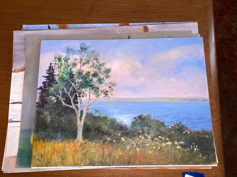 Joan Fries paintings and drawing lot