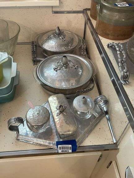 Vintage hammered aluminum condiment set and serving dishes - Hurley ...