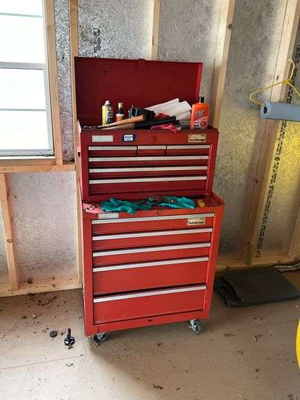 Red Home Tool Storage rolling tool cabinet - no contents, ***COME AT THE END OF AUCTION PICKUP FOR THIS ITEM.