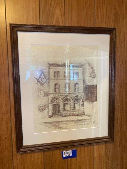 Framed, signed Landis Brent Whitsel “ The Masonic Building, Waynesboro Pa” 35/200