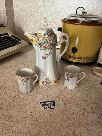 Nippon porcelain chocolate pot and two cups