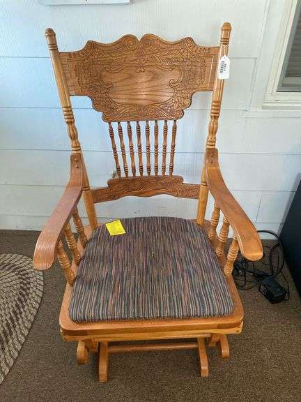 Oak Glider Rocker w/ cushioned seat