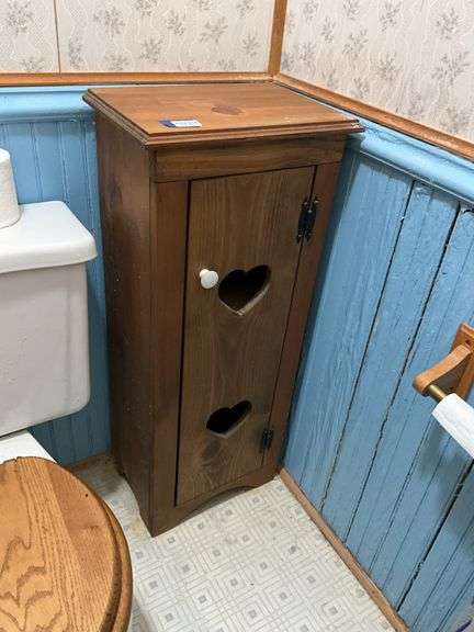 Country cupboard w/ heart cutouts in door