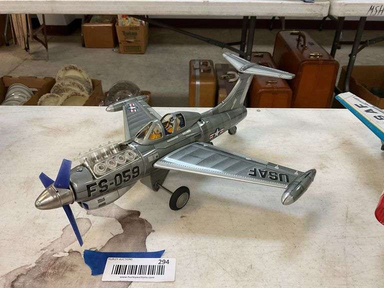 US Air Force  FS-059 battery op tin toy airplane